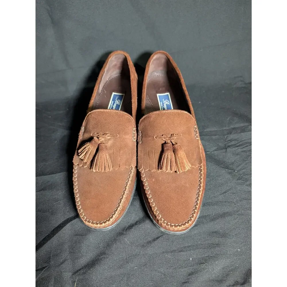 Bragano Italy Brown Suede Tassel Loafers Men's 11.5 Made in Italy Leather Shoes